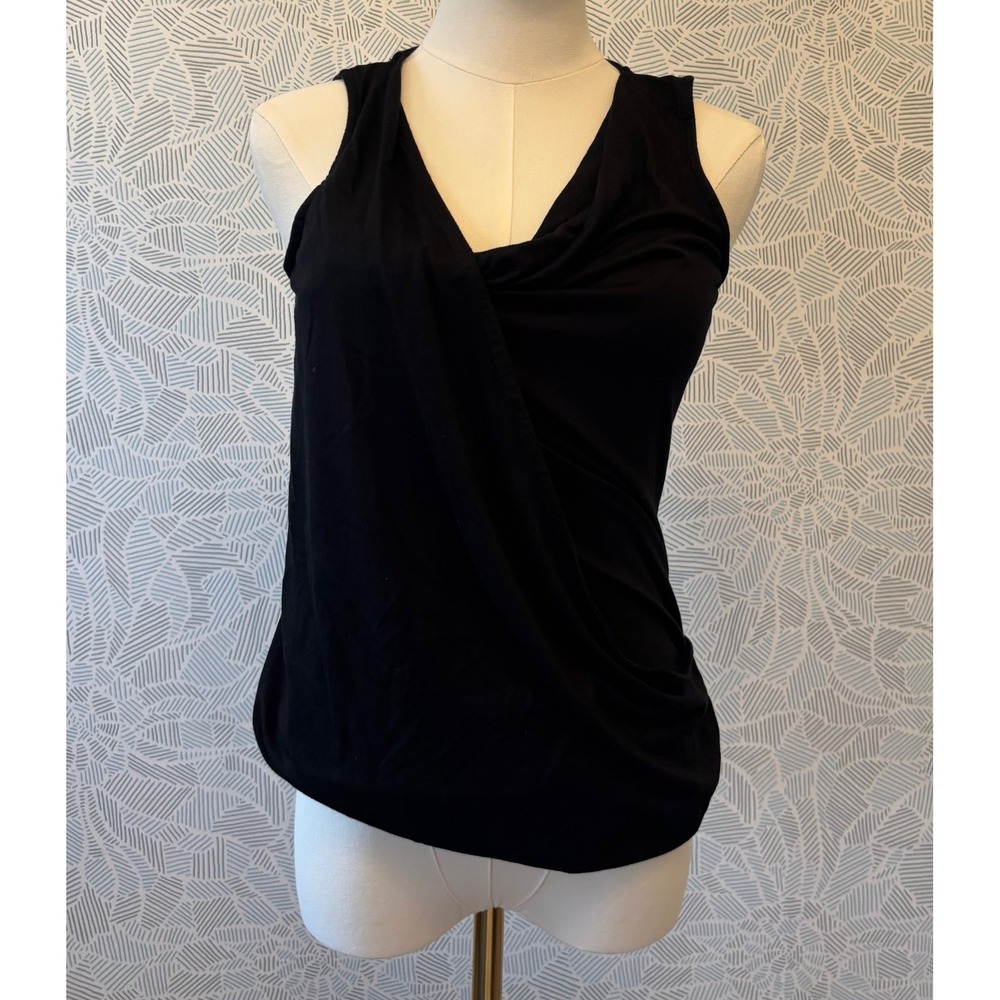 Banana Republic Womens Black Sexy Drapey Sleeveless Surplice Top Small 185510-01